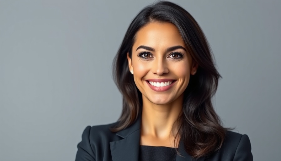 Professional portrait of a smiling woman, financial planning theme.