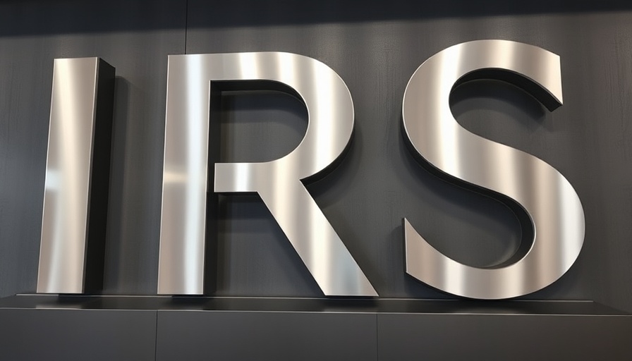 Metallic IRS sign, relevant to financial planning.