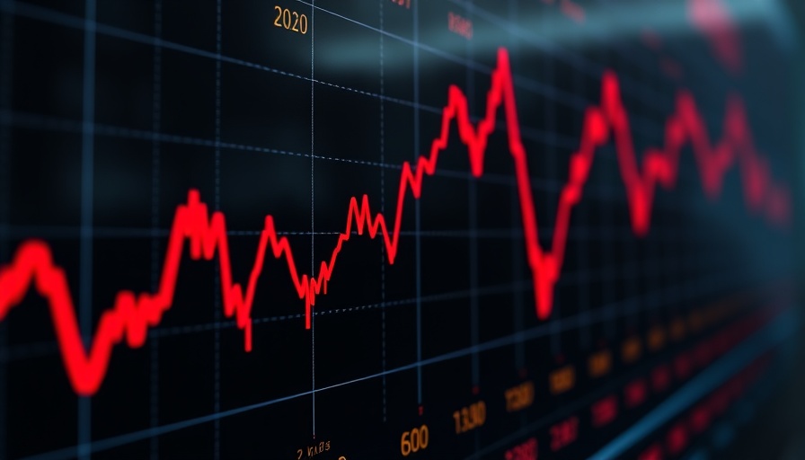 Tariff uncertainty causing stock market volatility with declining graph.