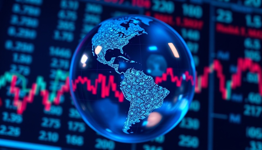 Globe over financial data with stock trends, depicting 401(k) industry consolidation.