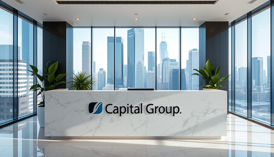 Modern corporate reception desk at Capital Group, emphasizing professionalism.