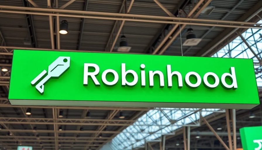 Robinhood Crypto logo sign at a convention center, highlighting financial planning.