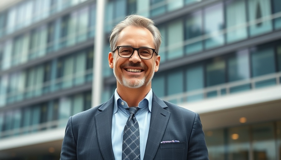 Confident man in office setting, financial planning theme.