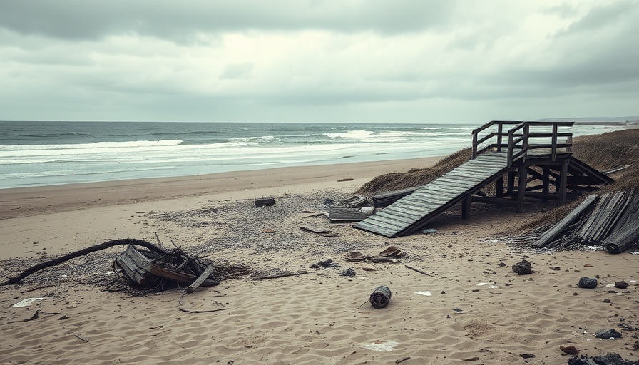 Beachfront damage from storm, illustrating need for SBA hurricane preparedness for small businesses.