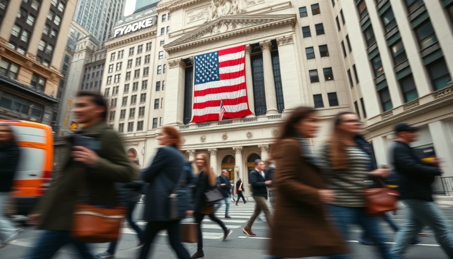 Blurred pedestrians at NY Stock Exchange, symbolizing financial strategies.