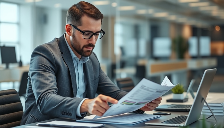 Businessman analyzing finances with a laptop, related to investing in Nvidia stock.