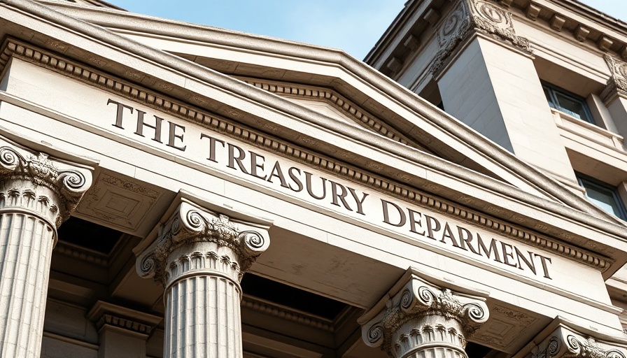 U.S. Treasury Department facade with columns, representing financial oversight.