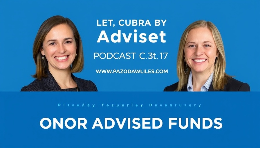 Promotional podcast banner on donor advised funds for financial advisors.