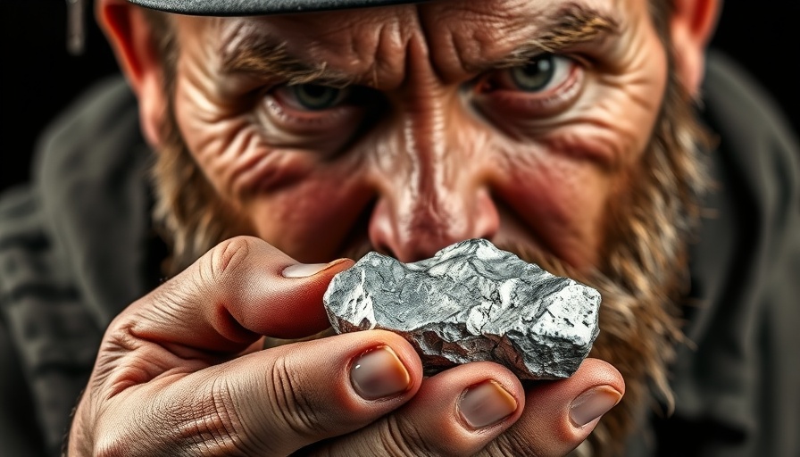 Fortuna Mining stock investment strategy visual - miner holding silver ore close-up.