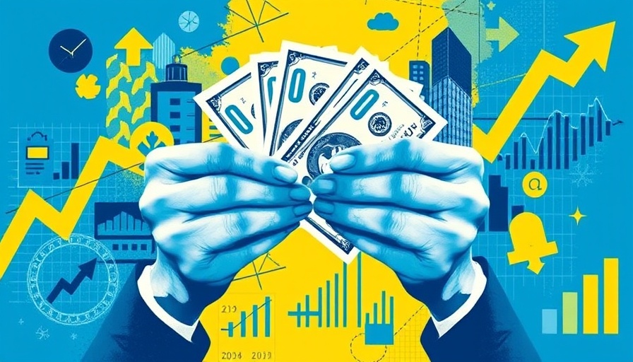 Abstract collage of financial symbols with money, graph, and bull