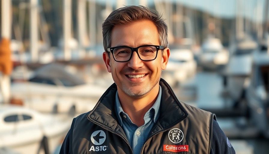 Smiling man at marina, representing Wealth Management Technology