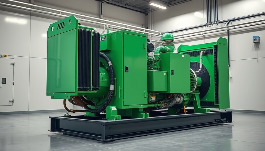 Modern power generator in a sleek industrial setting, Institutional Ownership ITM Power.