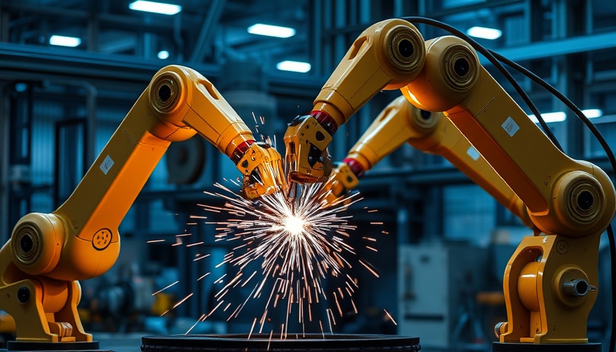 Industrial robots welding in a factory related to undervalued UK stocks.