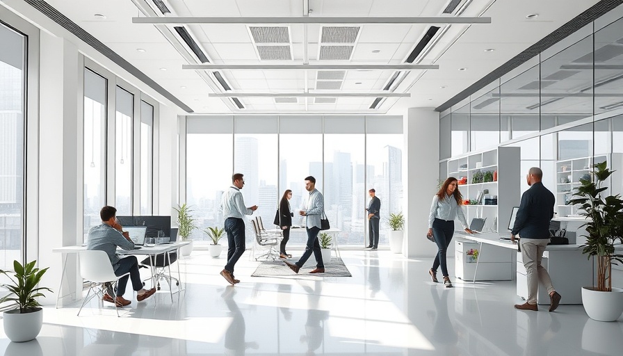 Modern office with professionals engaged in work, symbolizing AUB Group Growth Surge 2025.