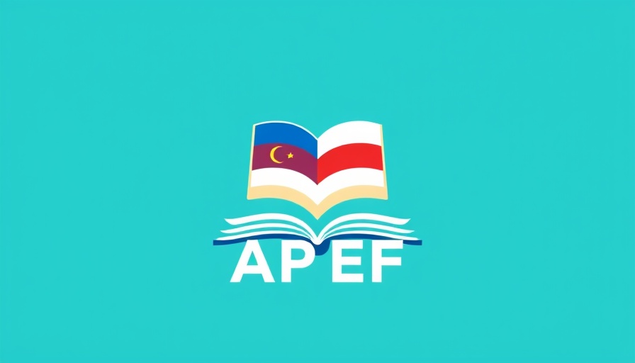 APEF logo with an open book and flag design, promoting financial literacy in schools.