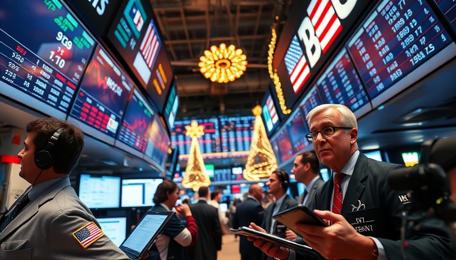 Stock traders analyze data on trading floor screens, vibrant.