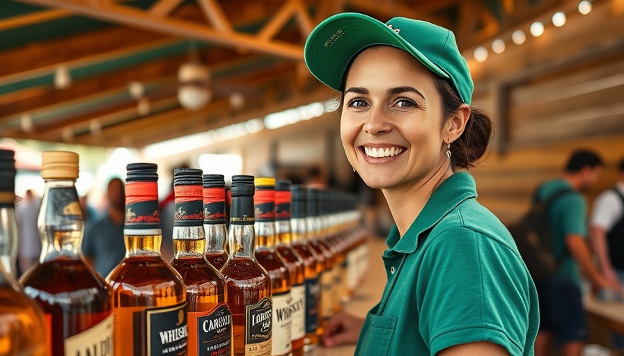 Woman showcasing whiskey at Asbury Park Whiskey and Spirits Festival.
