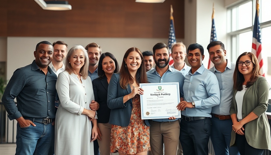 Group holding certificate for Pregnancy and Infant Loss Awareness Month with flags.