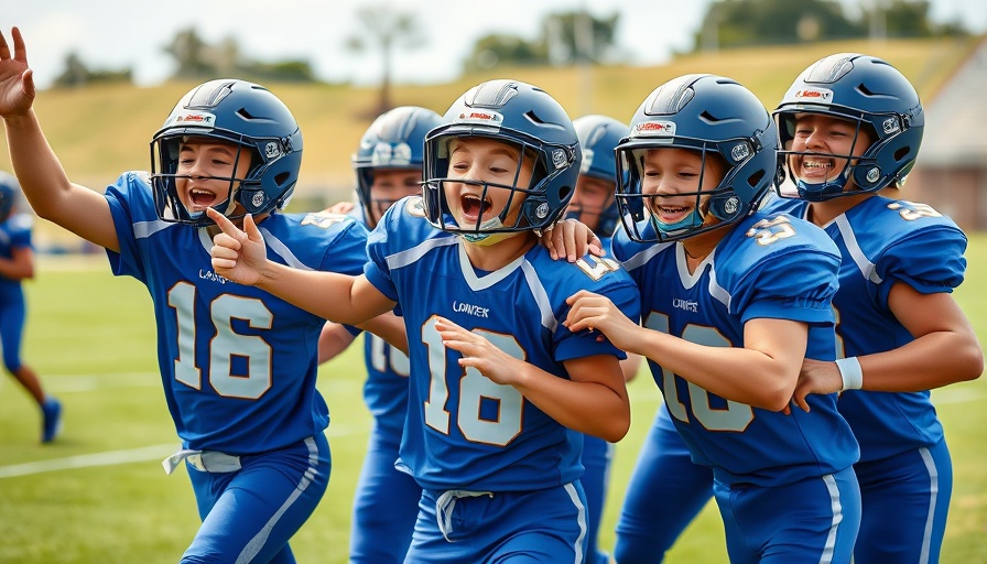 Manasquan team celebration in old-school football game.