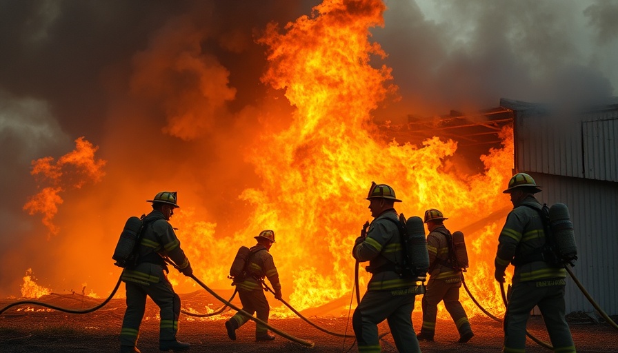 Firefighters battling a barn fire in Warren County.