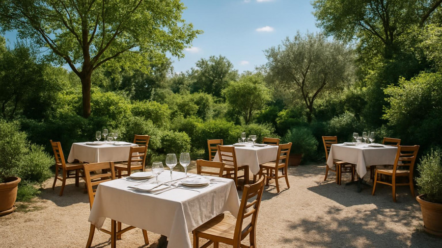 JBJ Soul Kitchen outdoor dining area on a sunny day, welcoming atmosphere for furloughed workers.