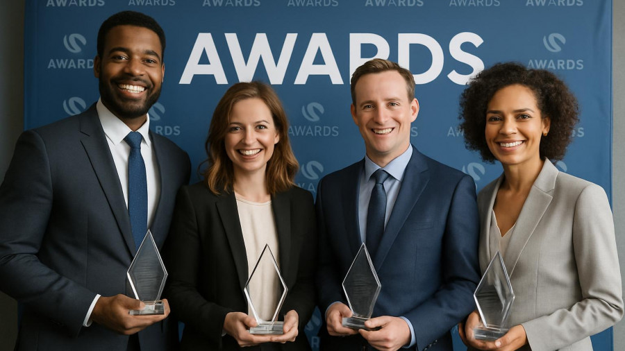 New Jersey Chamber of Commerce Awards recipients standing together.