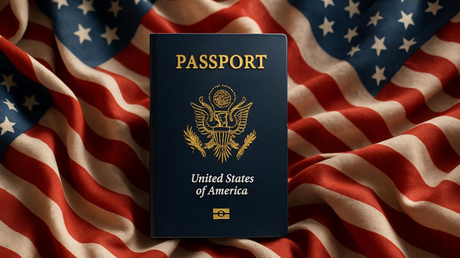 US passport against American flags symbolizing immigration issues.