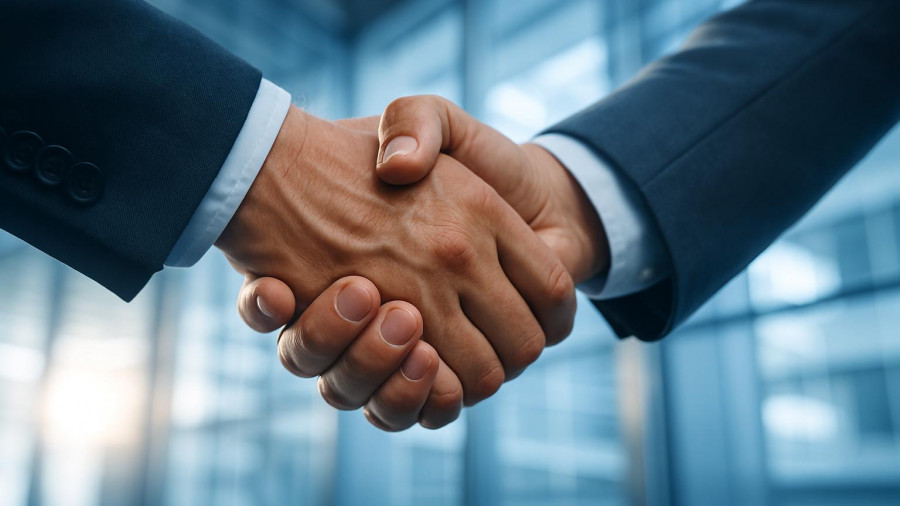 Business handshake representing HBK accounting acquisition in Northern NJ.