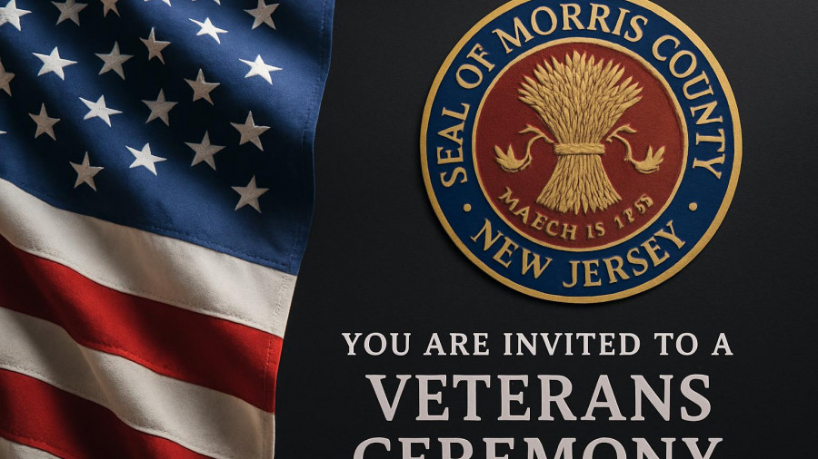 Patriotic Morris County veterans honor ceremony invitation.