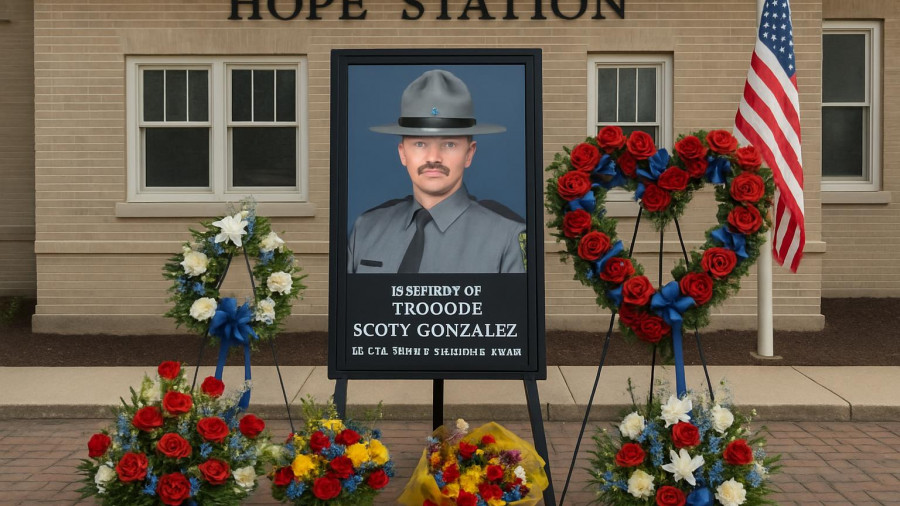 Memorial dedicated to fallen Trooper Scott Gonzalez at Hope Station on 28th anniversary of line-of-duty death
