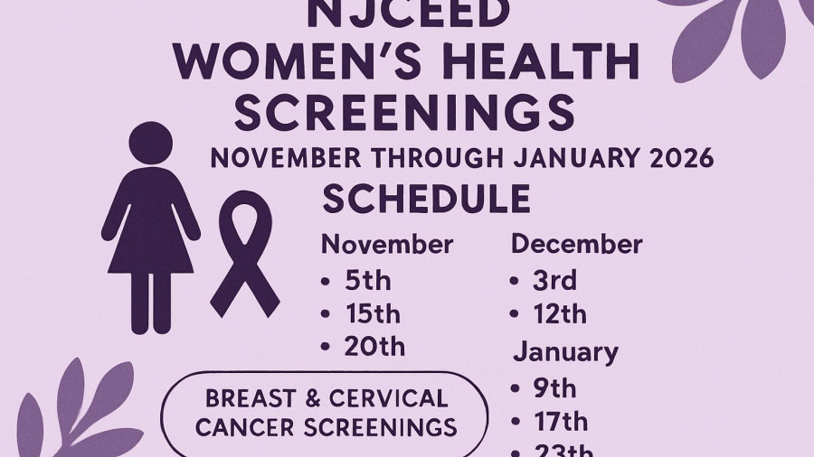 NJCEED Women's Health Screenings November through January 2026 Schedule