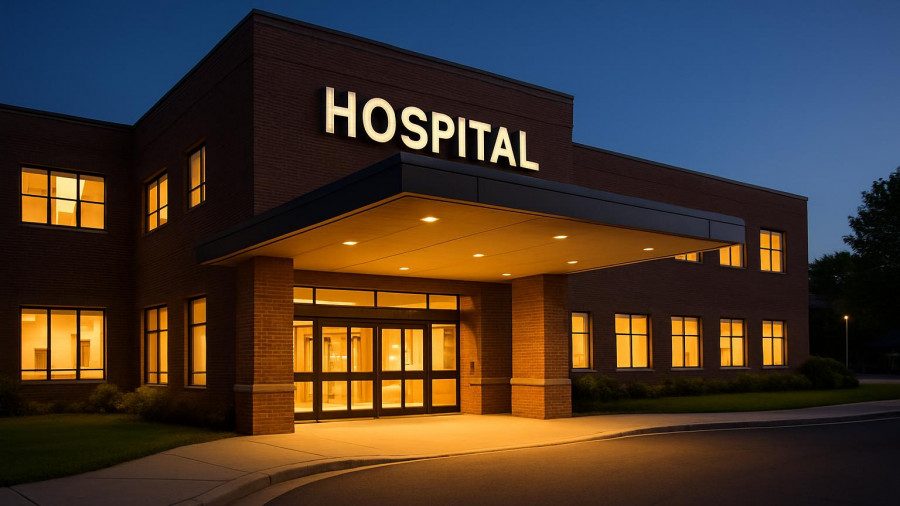 Morristown Medical Center entrance at dusk, top-ranked NJ hospital