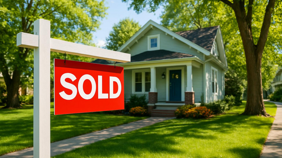 Sold sign in front of house in Linden, signaling a completed sale.