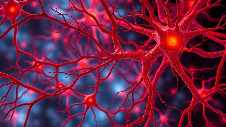Astrocytes and blood vessel interaction depicting brain's waste clearance.