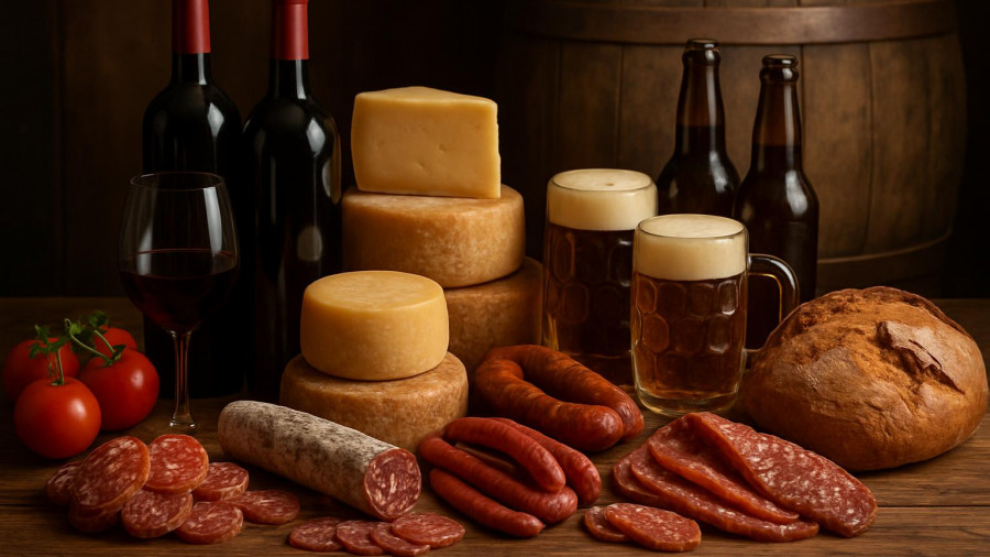 New Jersey November Food, Wine and Beer Festivals rustic setup with wine, cheese, and beer.
