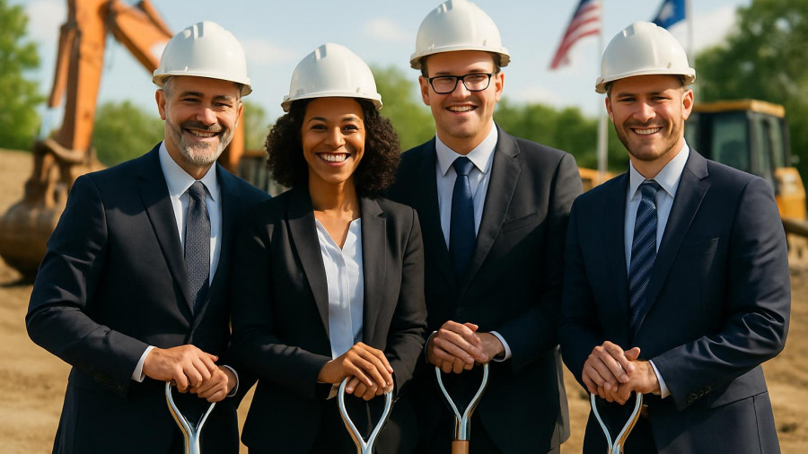 Groundbreaking at Overpeck Corporate Center apartments construction site.