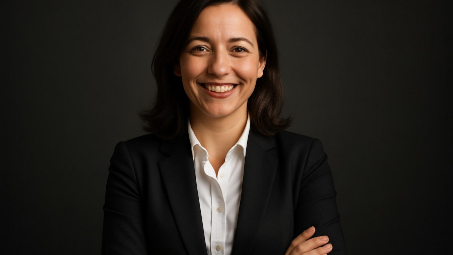 Professional woman smiling at Northern NJ women's networking event.