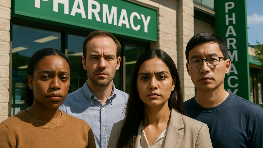 New Jersey SNAP benefits announcement outside pharmacy.