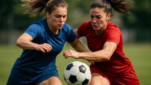 Action-packed Peddie girls soccer match close-up