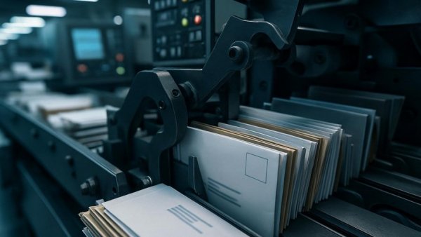 USPS mail sorting machine in action before Veterans Day closure.