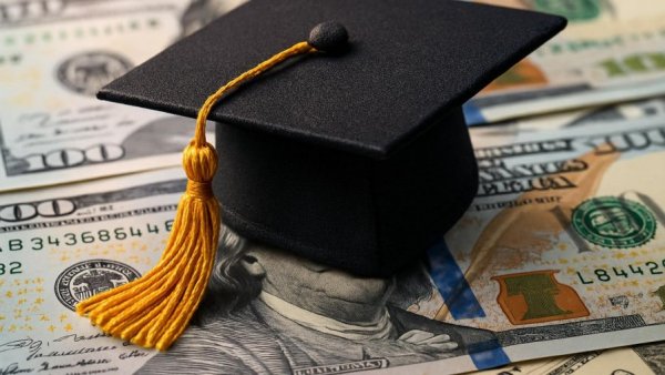 Graduation cap on money symbolizing New Jersey dual enrollment grants