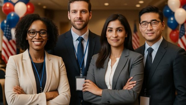 Diverse group at Bayway Industrial Complex event to discuss economic impact.