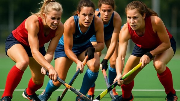 2025 NJ field hockey state finals, team in action on green field.