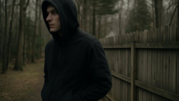 Blurry image of person in dark clothing near fence in Howell NJ.