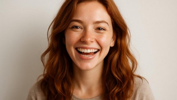 Joyful young woman smiling brightly, highlighting benefits of plastic surgery.