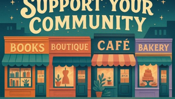 Promotional graphic for Small Business Saturday in New Jersey with community hashtags.