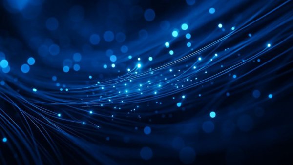 Abstract depiction of blue fiber optic cables related to Daniel’s Law New Jersey Supreme Court, showcasing glowing connections.