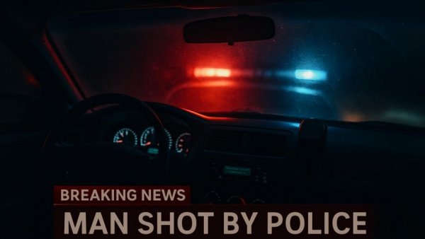 Police car interior with flashing lights, Clinton Township credit card theft.