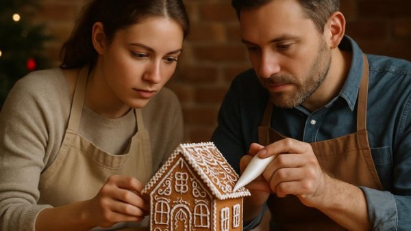 Gingerbread House Decorating in Sussex County NJ, people crafting.