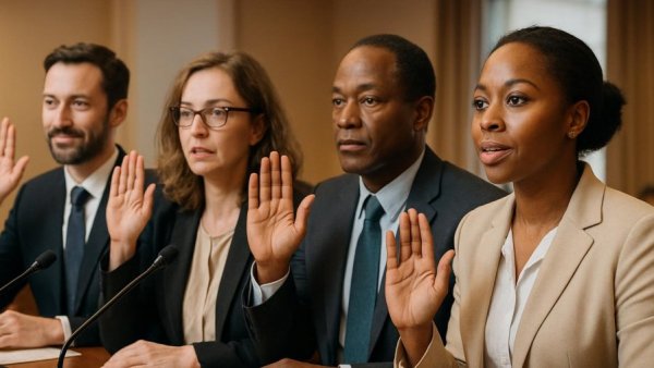 School Security in Northern NJ: oath-taking ceremony indoors with focused individuals.